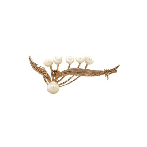 Vintage 14K Gold Brooch with Pearl