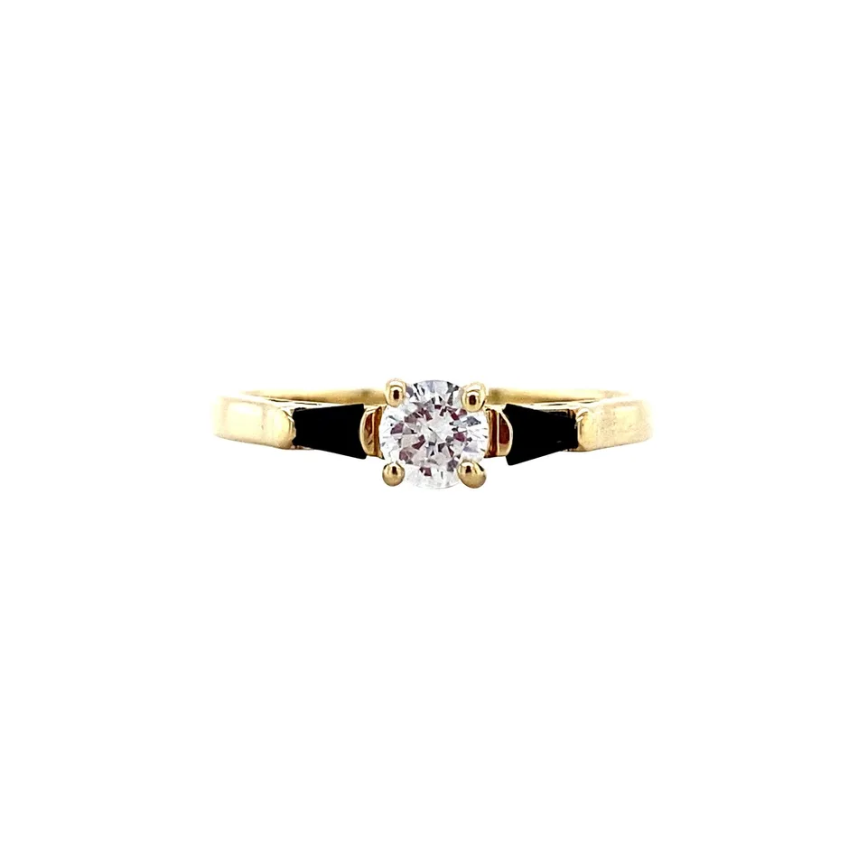 Vintage 14K Gold Ring with Sapphire and Cubic Zirconia
