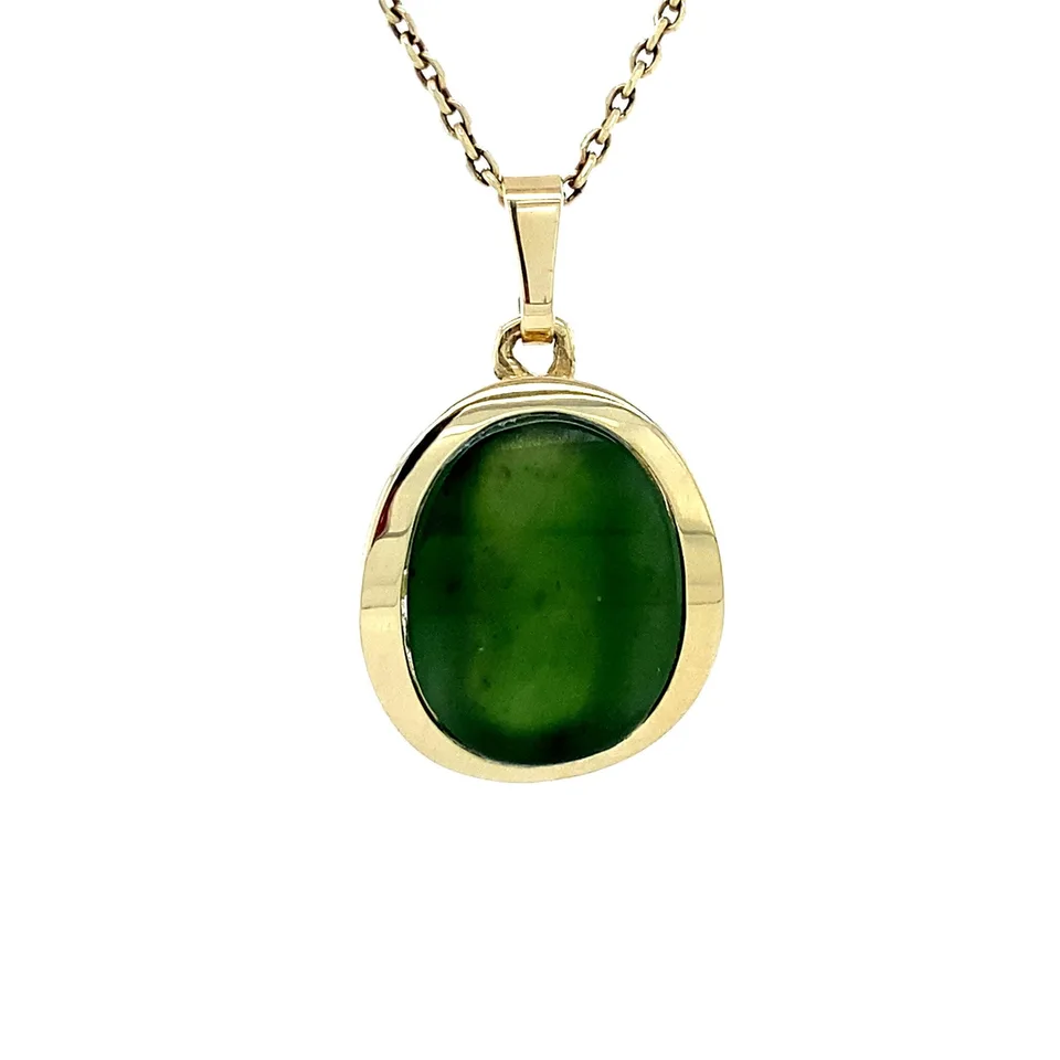 Vintage 8K Gold Pendant with Nephrite