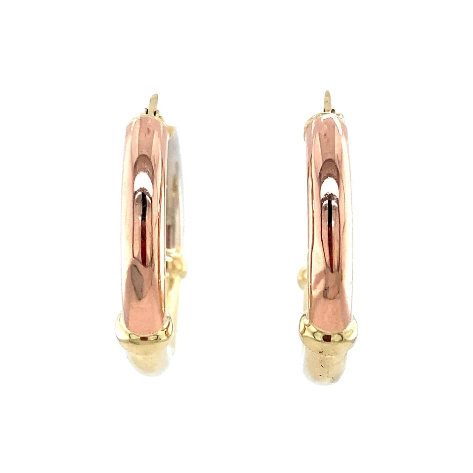Vintage 14K Tricolor Gold Hoop Earrings