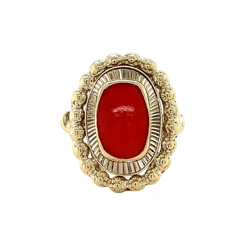Vintage 14K Gold Ring with Red Coral