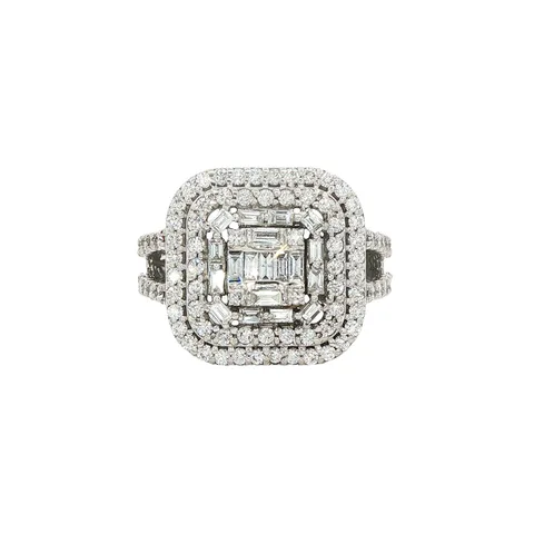 Vintage 18K White Gold Ring with Diamond