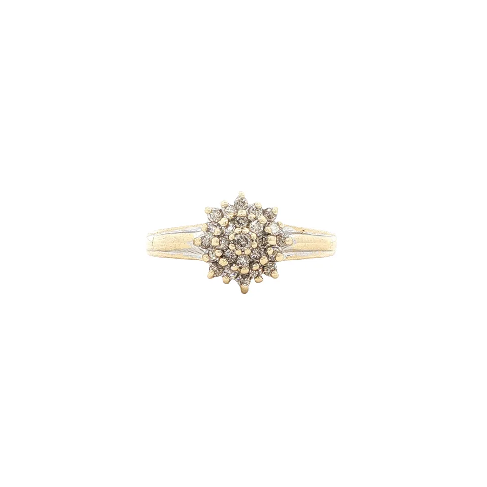 Vintage 14K Gold Cluster Ring with Diamond