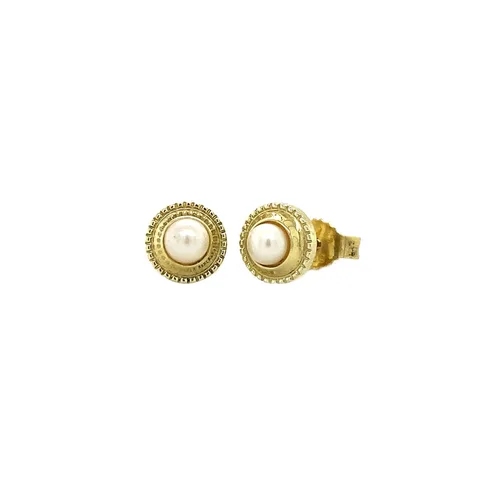 Vintage 14K Gold Stud Earrings with Pearl