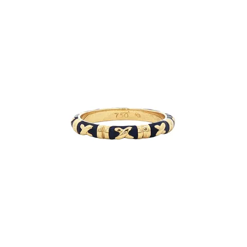 Vintage 18K Gold Ring with Enamel