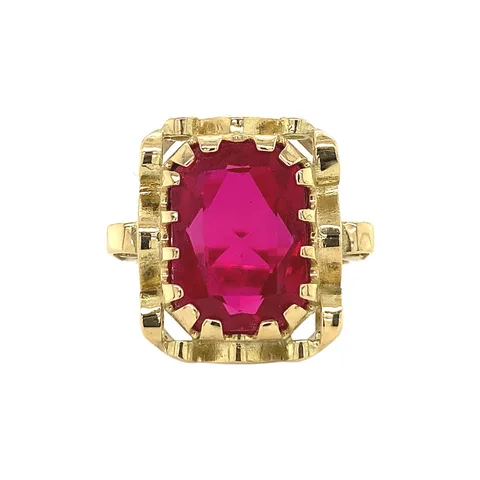 Vintage Queen's 14K Gold Ring, Hot Pink