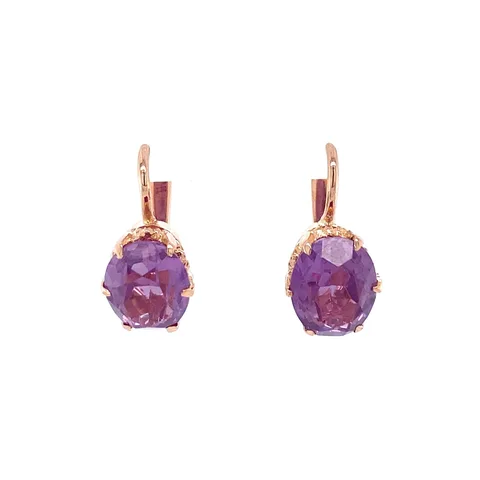 Vintage 14K Rose Gold Drop Earrings with Sapphire