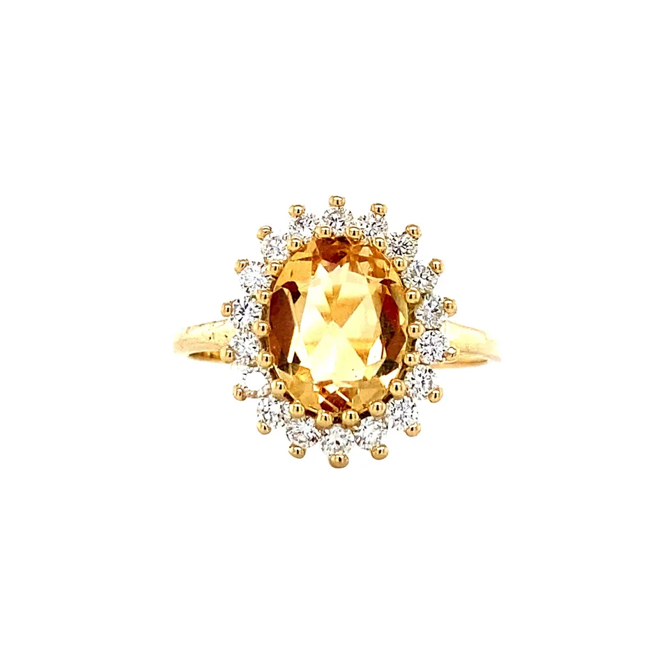 Vintage Lady Di 14K Gold Ring, Sunflower