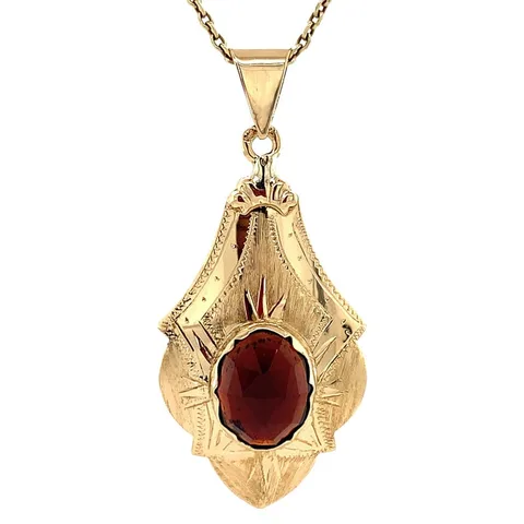 Vintage 14K Gold Pendant with Garnet