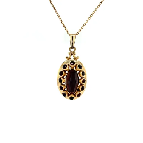 Vintage 14K Gold Cluster Pendant with Garnet