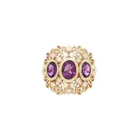 Vintage 14K Gold Ring with Amethyst and Opal