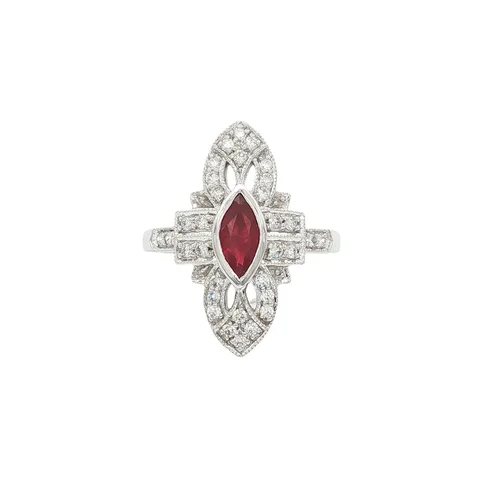Vintage 14K Gold Ring with Ruby and Diamond