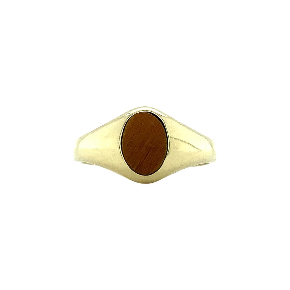 Vintage Twiggy 14K Gold Ring XXS, Tiger Eye