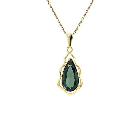 Vintage 14K Gold Pendant with Green Spinel