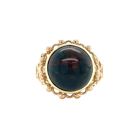 Vintage 14K Gold Ring with Bloodstone