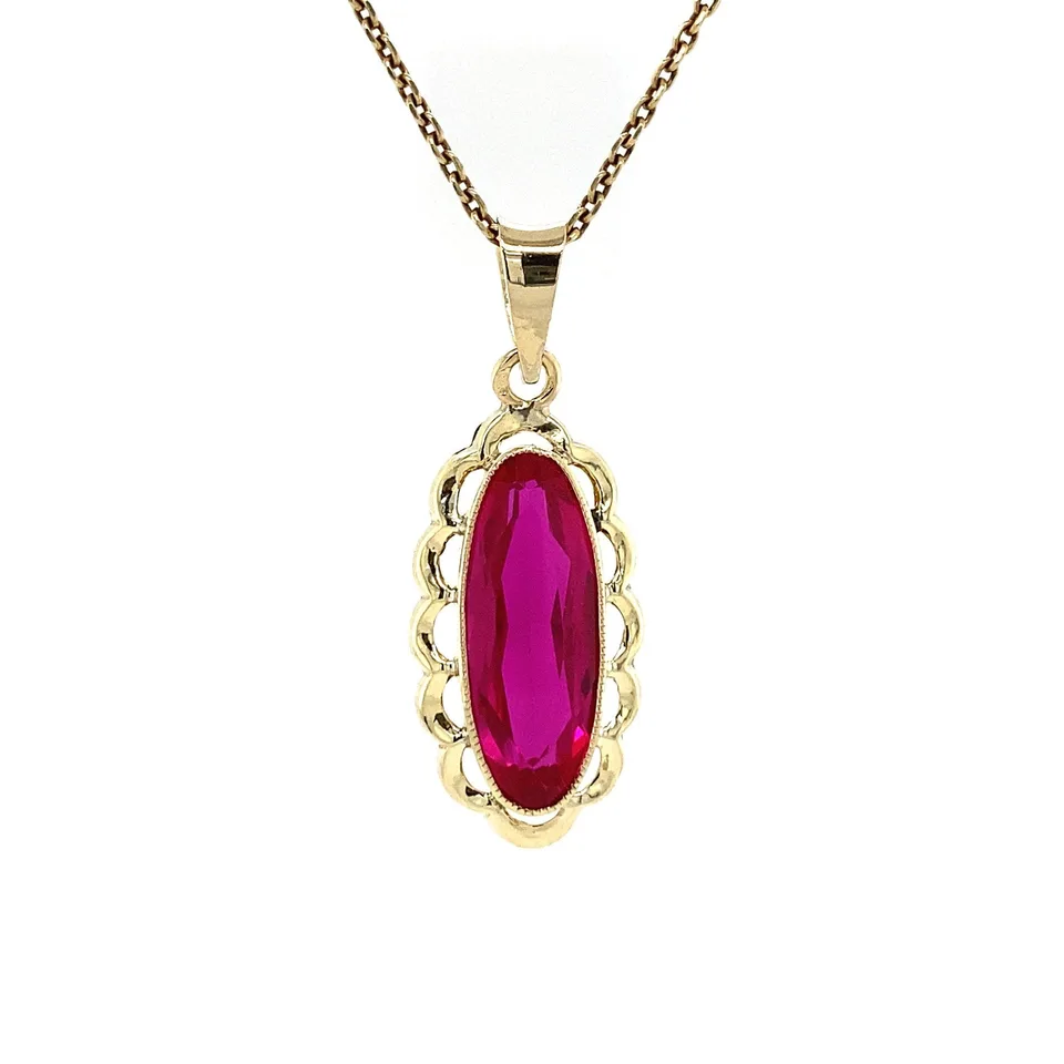 Vintage 14K Gold Pendant with Ruby