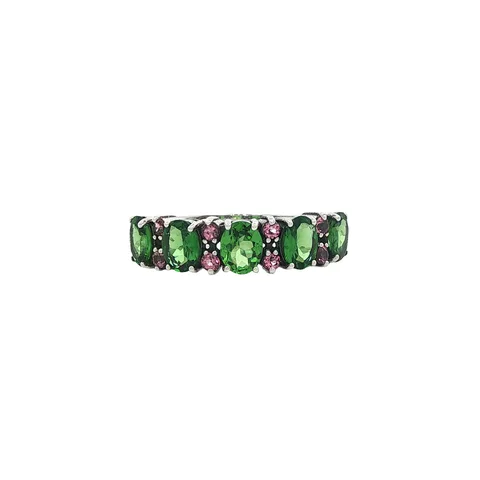 Vintage Sterling Silver Ring with Tsavorite and Tourmaline