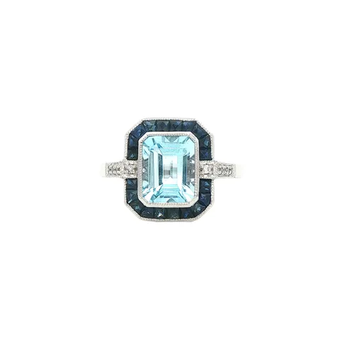 Vintage Sterling Silver Ring with Topaz and Sapphire