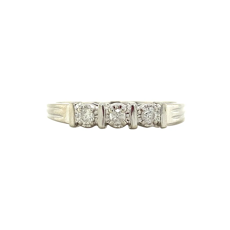 Vintage 10K Gold Half Eternity Ring with Diamond