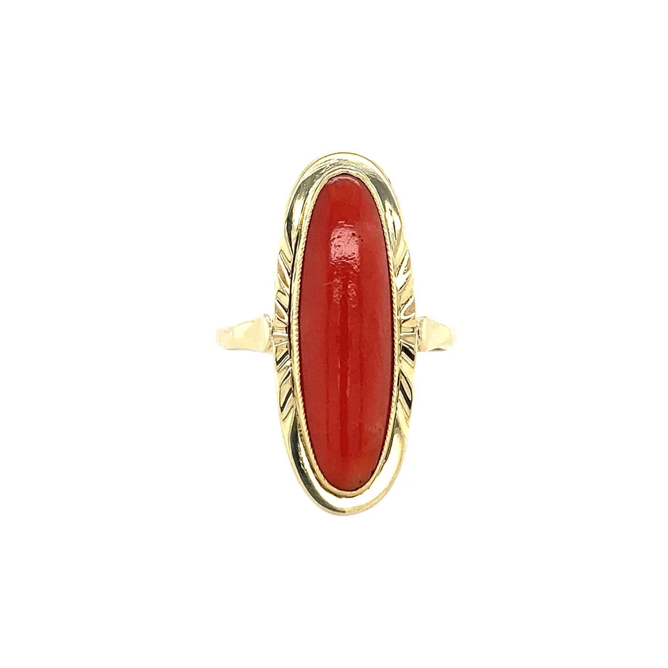 Vintage 14K Gold Ring with Red Coral