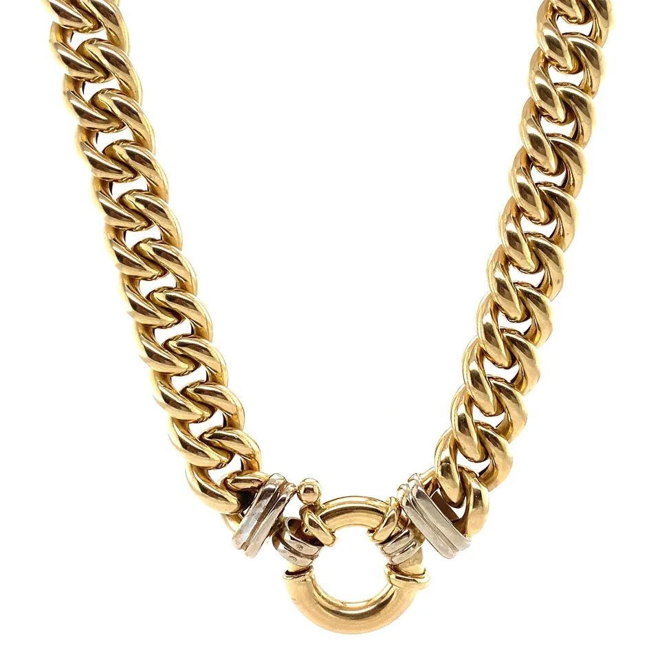 Vintage 14K Gold Curb Necklace with Decorative Clasp