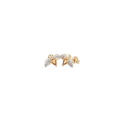 Vintage 9K Gold Earrings with Citrine and Diamond