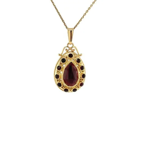 Vintage 14K Gold Cluster Pendant with Garnet
