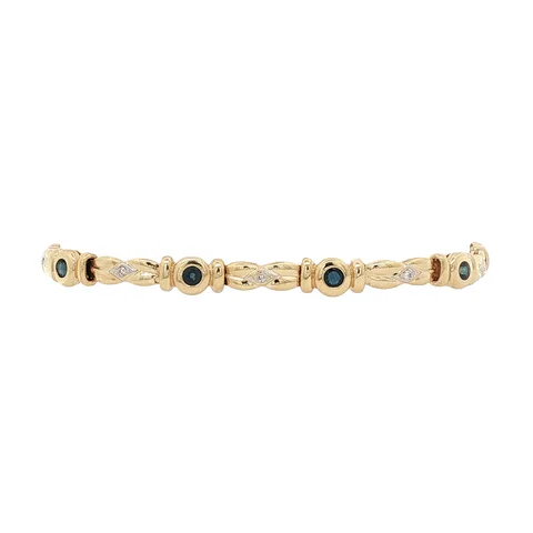 Vintage 14K Gold Bracelet with Sapphire and Diamond