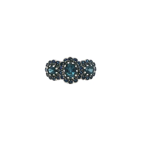 Vintage Sterling Silver Ring with Topaz and Sapphire