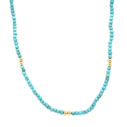 Vintage Turquoise Necklace with 14K Gold Details 43.5 cm