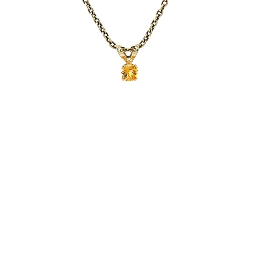 Vintage 14K Gold Solitaire Pendant with Citrine