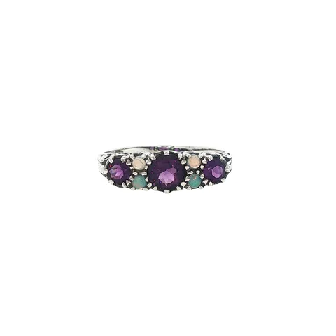 Vintage Sterling Silver Ring with Amethyst and Opal