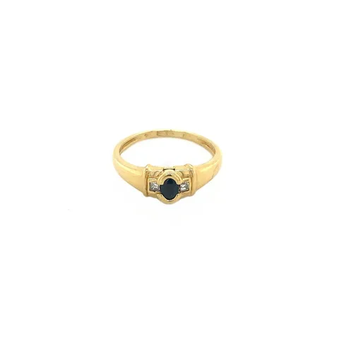 Vintage 18K Gold Ring with Sapphire and Diamond