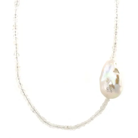 Vintage Schoeffel 18K Gold Necklace with Moonstone and Pearl