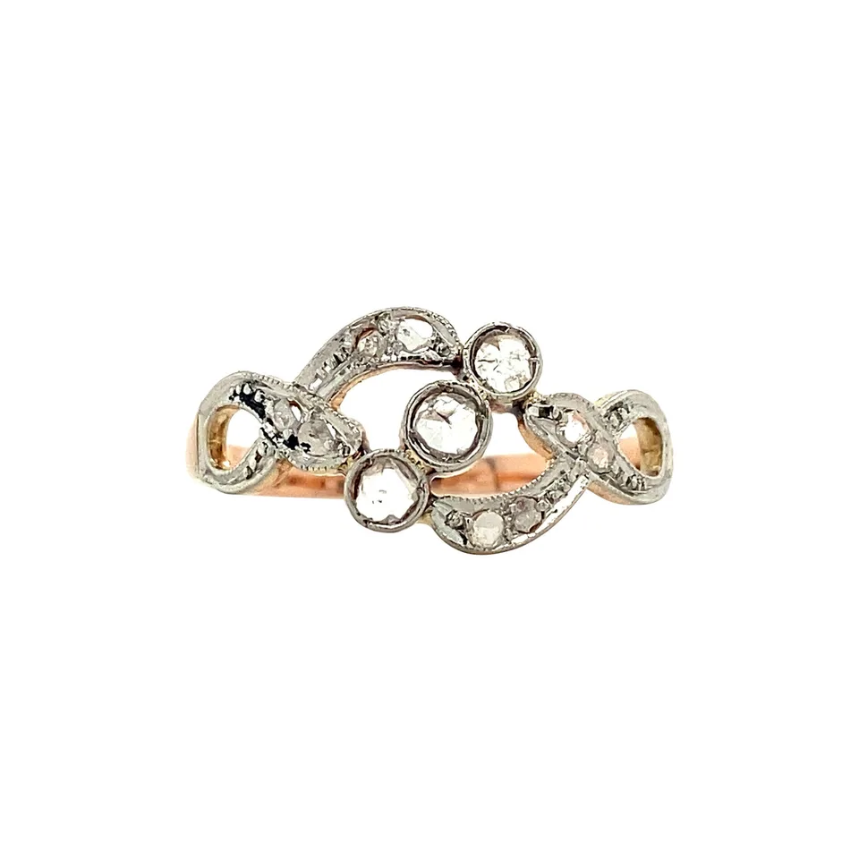 Vintage 14K Rose Gold Ring with Diamond