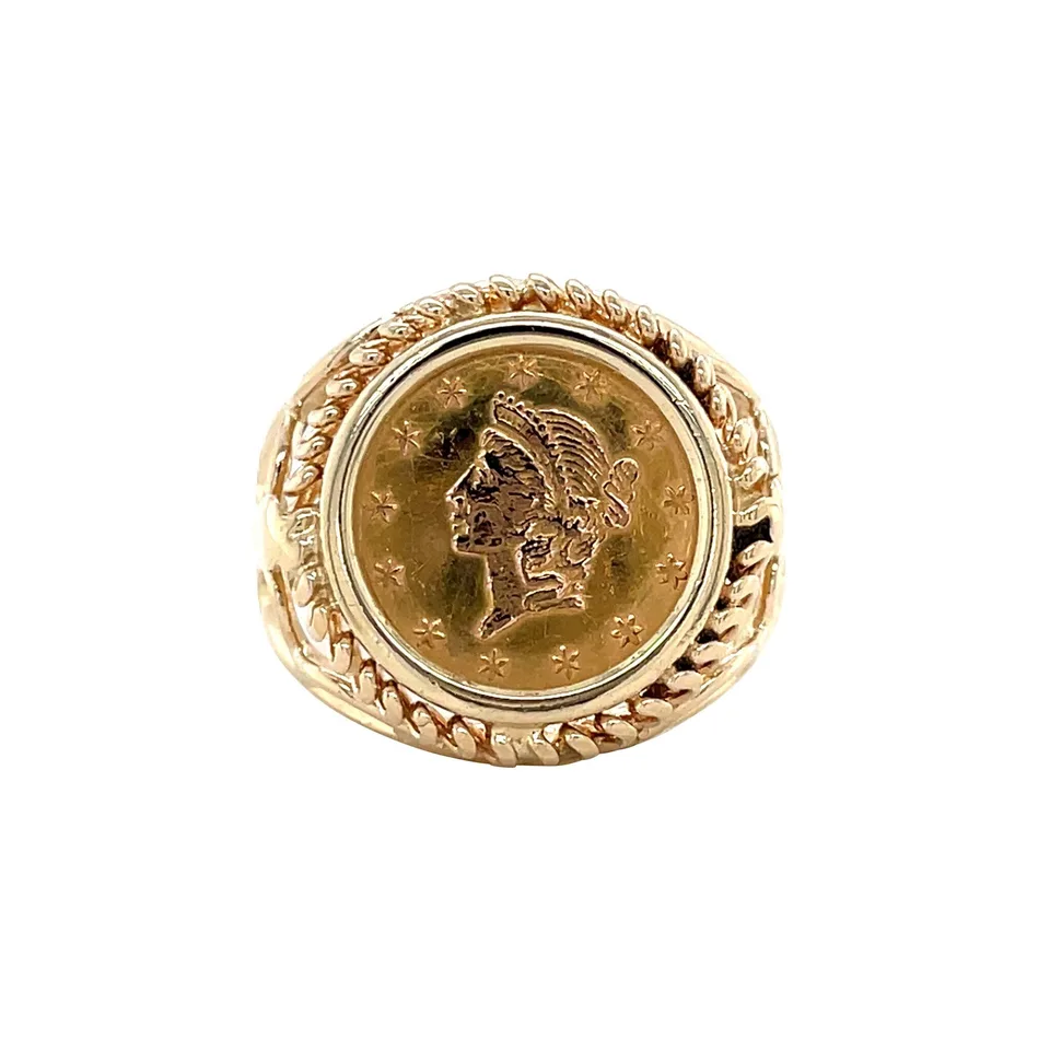 Vintage 14K Gold Coin Ring