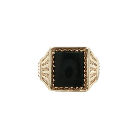 Vintage 9K Gold Signet Ring with Onyx