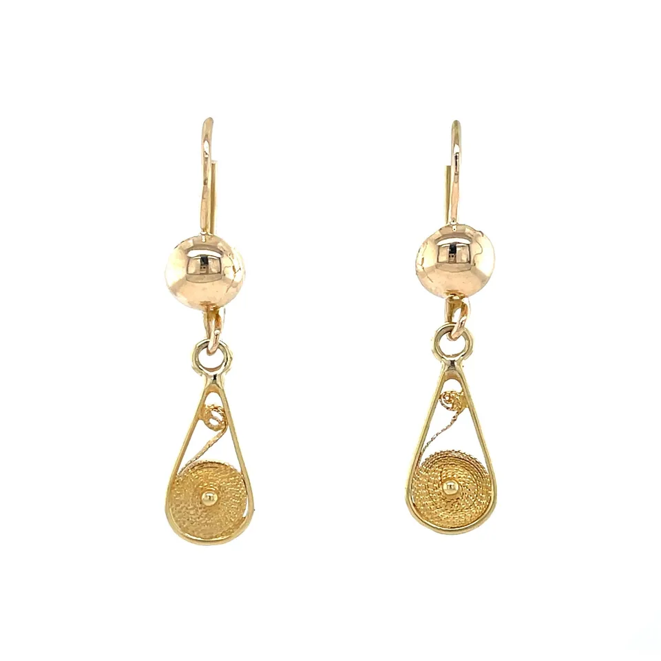 Vintage 18K Gold Fancy Drop Earrings