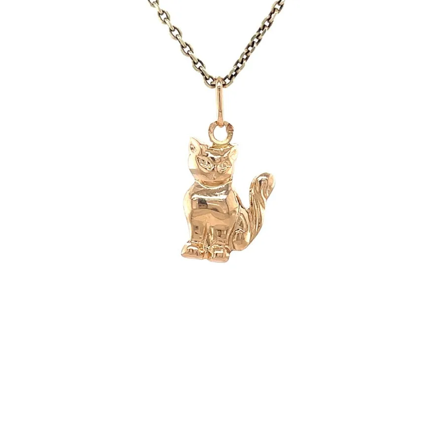 Vintage 14K Gold Cat Pendant