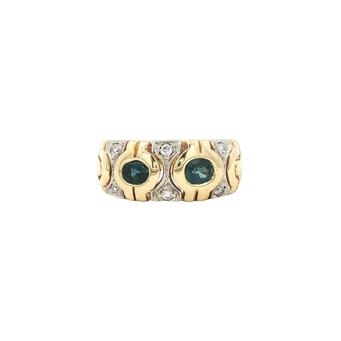 Vintage 18K Gold Ring with Sapphire and Diamond