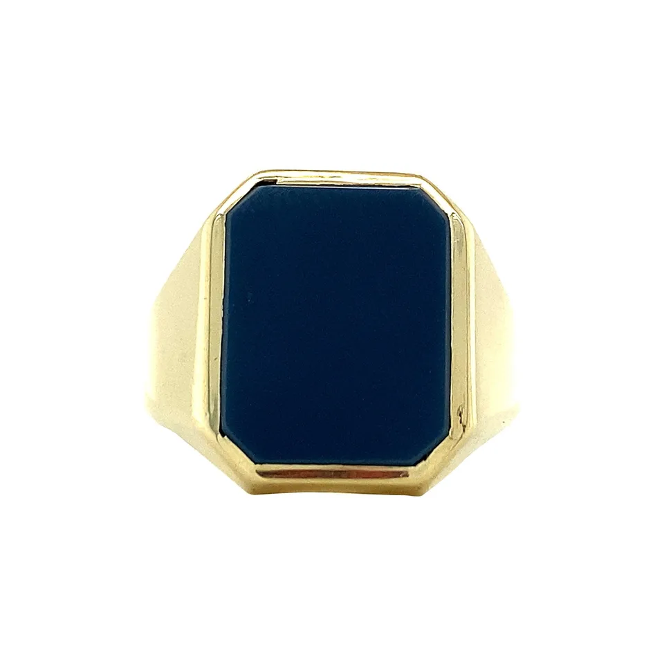 Vintage 14K Gold Signet Ring with Blue Layered Stone