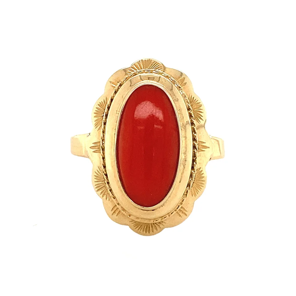 Vintage 14K Gold Ring with Red Coral