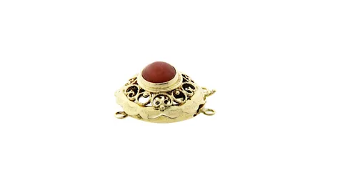 Vintage 14K Gold Decorative Clasp with Red Coral Necklace