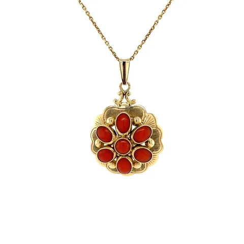 Vintage 14K Gold Pendant with Red Coral