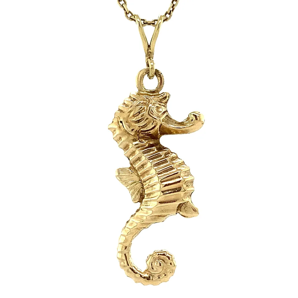 Vintage 14K Gold Pendant Seahorse
