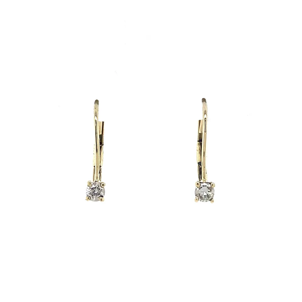 Vintage 14K Gold Drop Earrings with Diamond