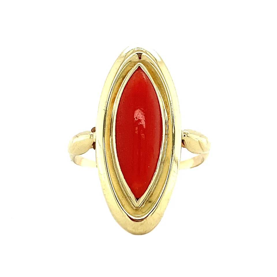 Vintage 14K Gold Ring with Red Coral