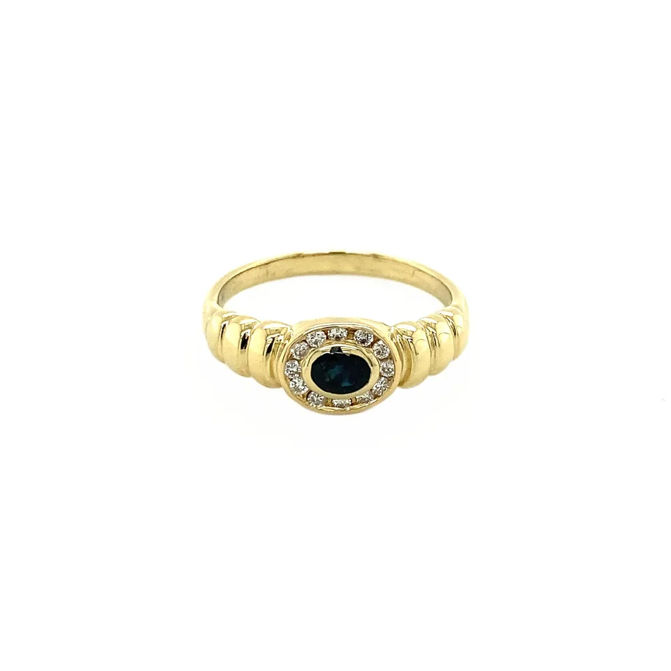 Vintage 14K Gold Ring with Sapphire and Diamond