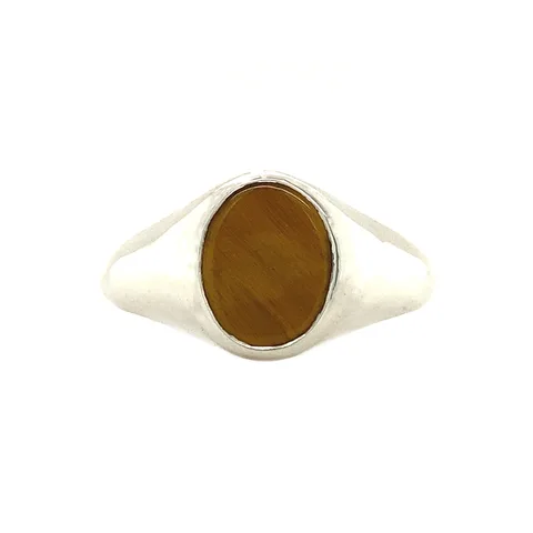 Vintage Twiggy Sterling Silver Ring XS, Tiger Eye