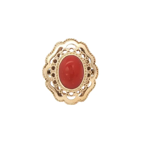 Vintage 14K Gold Ring with Red Coral